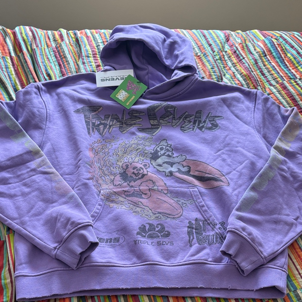 1/2 off sale Triple Sevens Lavender Graphic Hoodie size medium, oversized nwt